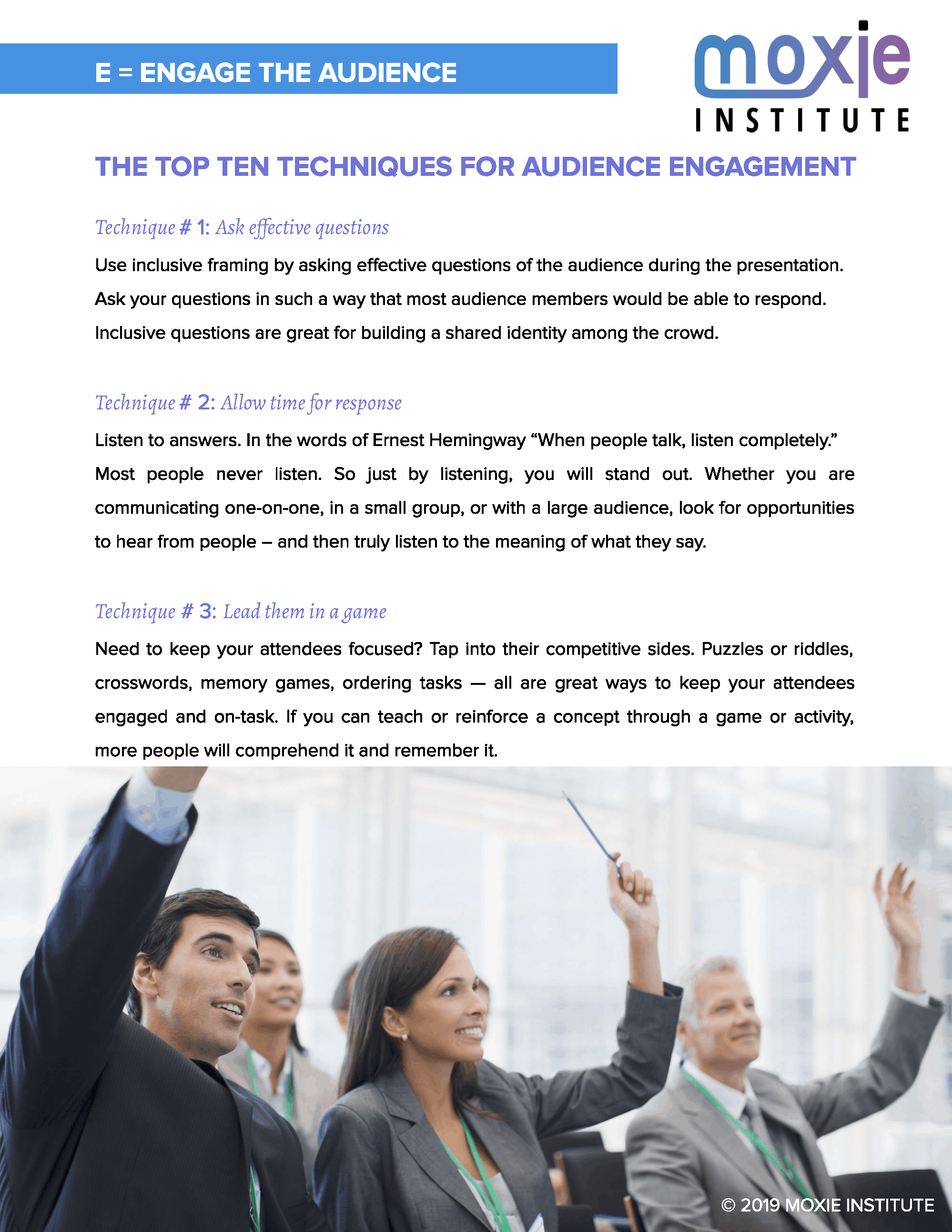 engage the audience worksheets moxie institute